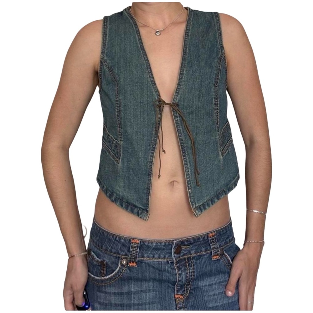 Y2K Vintage Faded Glory Blue Denim Western Vest Size 12 - Picture 6 of 8